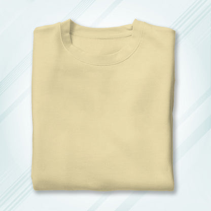 Beige Round Neck Classic Crew Solid T-shirt