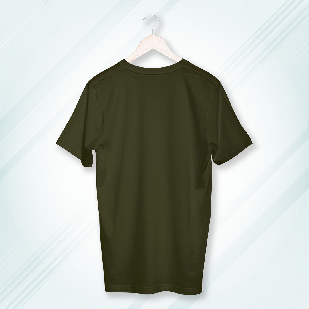 Olive Green Round Neck Classic Crew Solid T-shirt