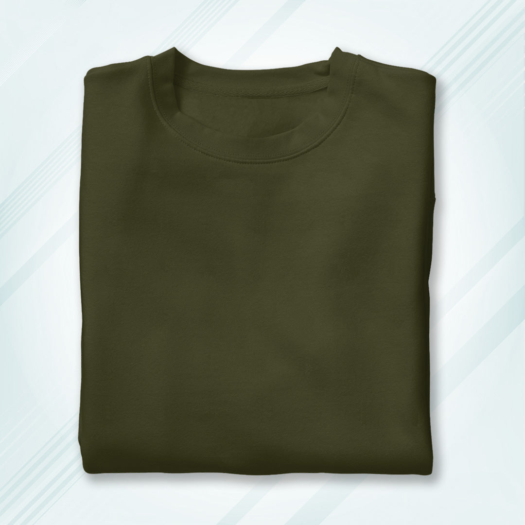 Olive Green Round Neck Classic Crew Solid T-shirt