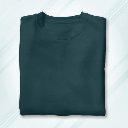 Petrol Blue Round Neck Classic Crew Solid T-shirt