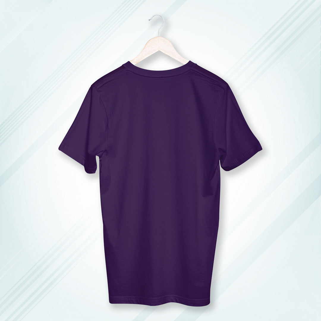 Purple Round Neck Classic Crew Solid T-shirt