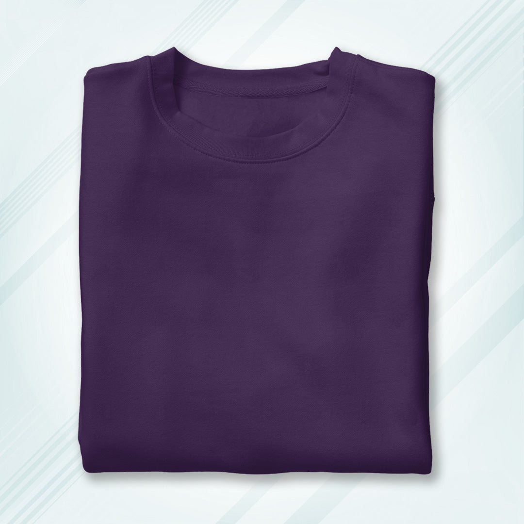 Purple Round Neck Classic Crew Solid T-shirt
