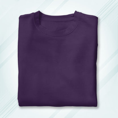 Purple Round Neck Classic Crew Solid T-shirt