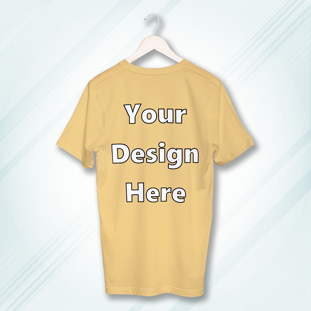 Beige Round Neck Cotton Classic Crew T-shirt Front Customized Design | Unisex