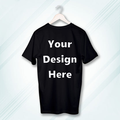Black Round Neck Cotton Classic Crew T-shirt Front Customized Design | Unisex