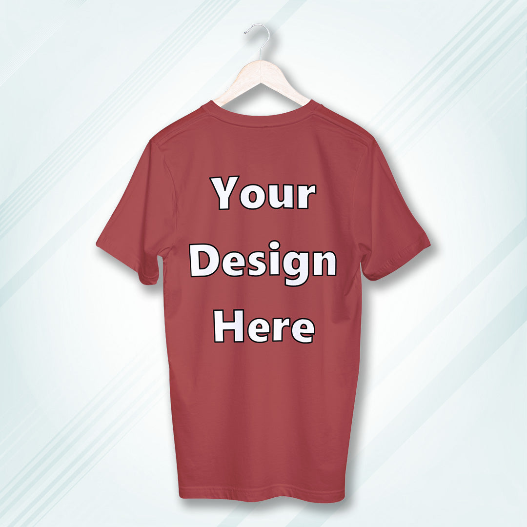 Coral Round Neck Cotton Classic Crew T-shirt Front Customized Design | Unisex