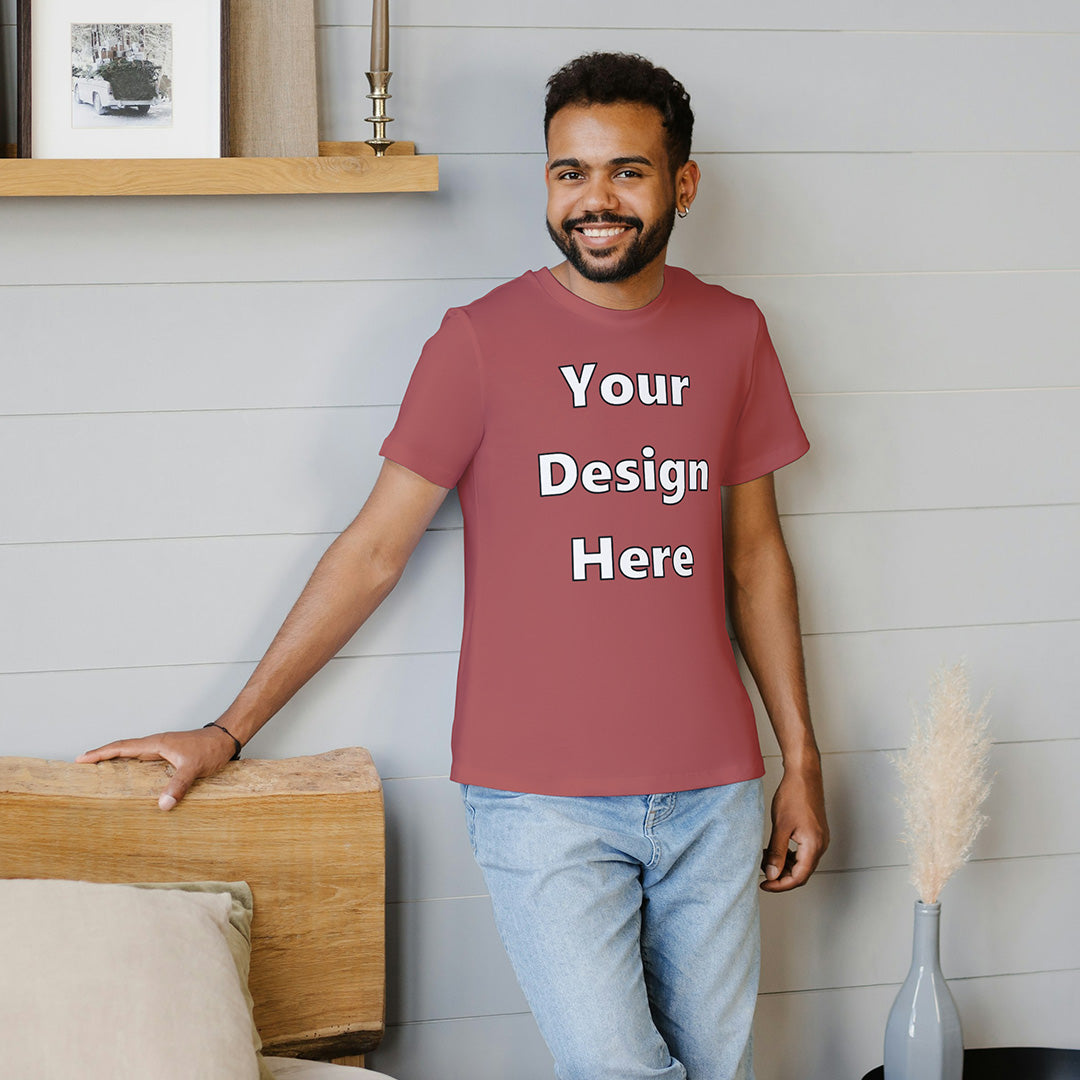 Coral Round Neck Cotton Classic Crew T-shirt Front Customized Design | Unisex