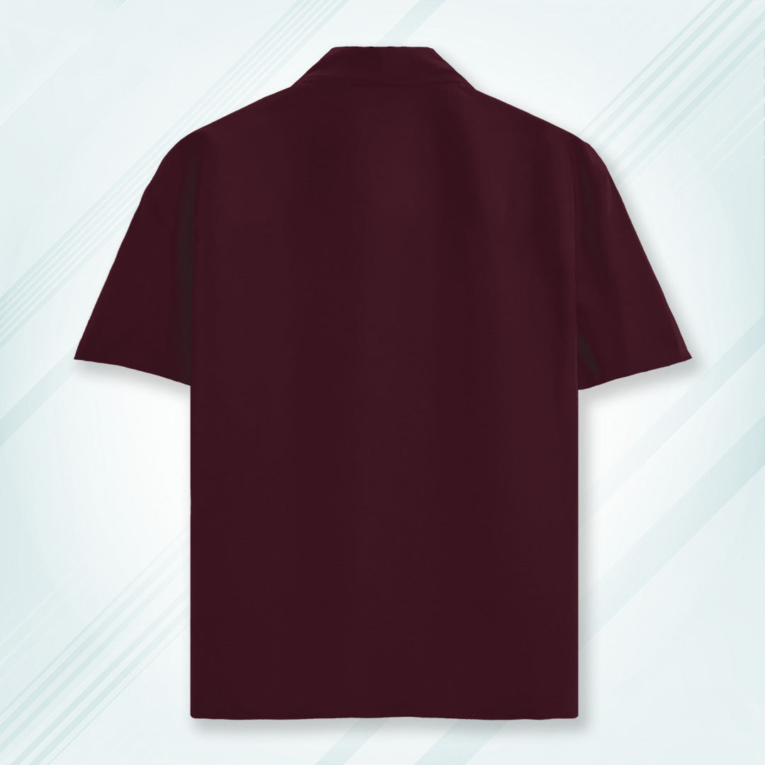 Maroon Unisex Oversized Half Sleeve Solid Shirt