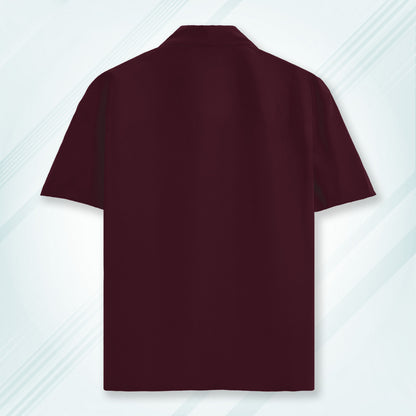 Maroon Unisex Oversized Half Sleeve Solid Shirt