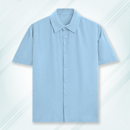 Baby Blue Unisex Oversized Half Sleeve Solid Shirt