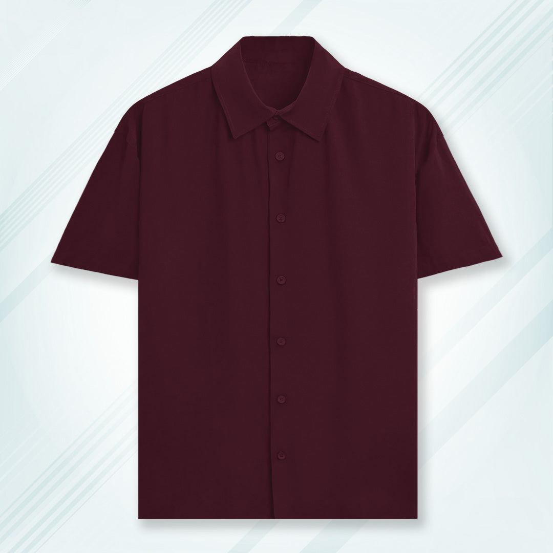 Maroon Unisex Oversized Half Sleeve Solid Shirt