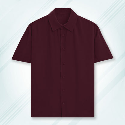 Maroon Unisex Oversized Half Sleeve Solid Shirt