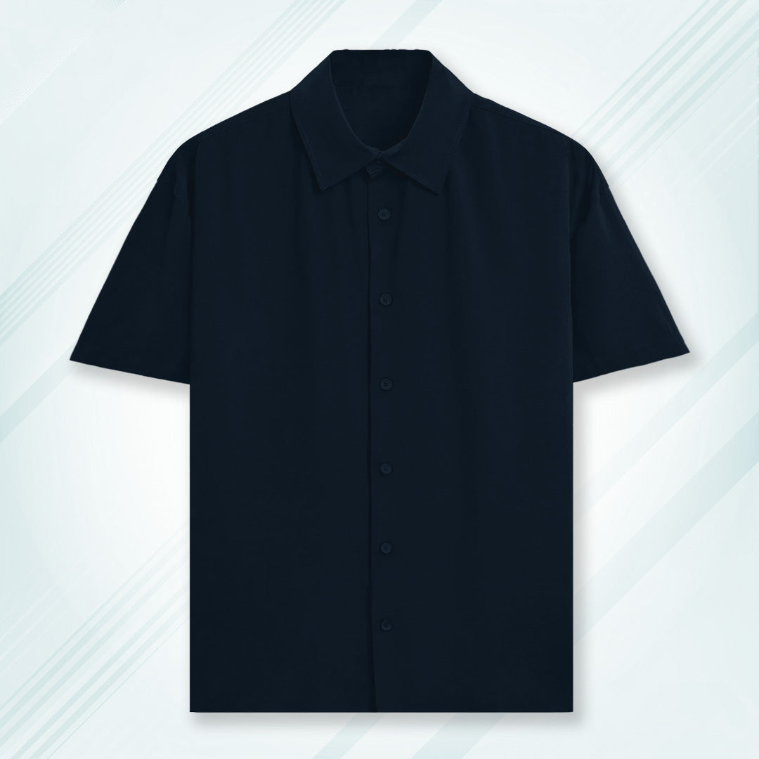 Navy Unisex Oversized Half Sleeve Solid Shirt