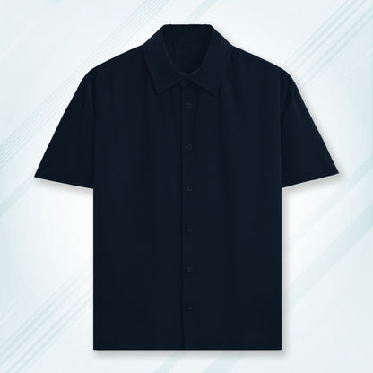 Navy Unisex Oversized Half Sleeve Solid Shirt