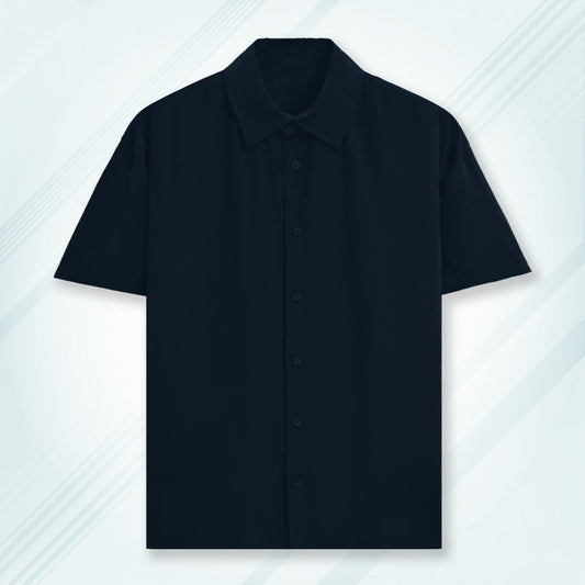 Navy Unisex Oversized Half Sleeve Solid Shirt