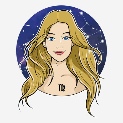 Royal Blue Round Neck Classic Printed Classic T-Shirt Virgo Horoscope | Women