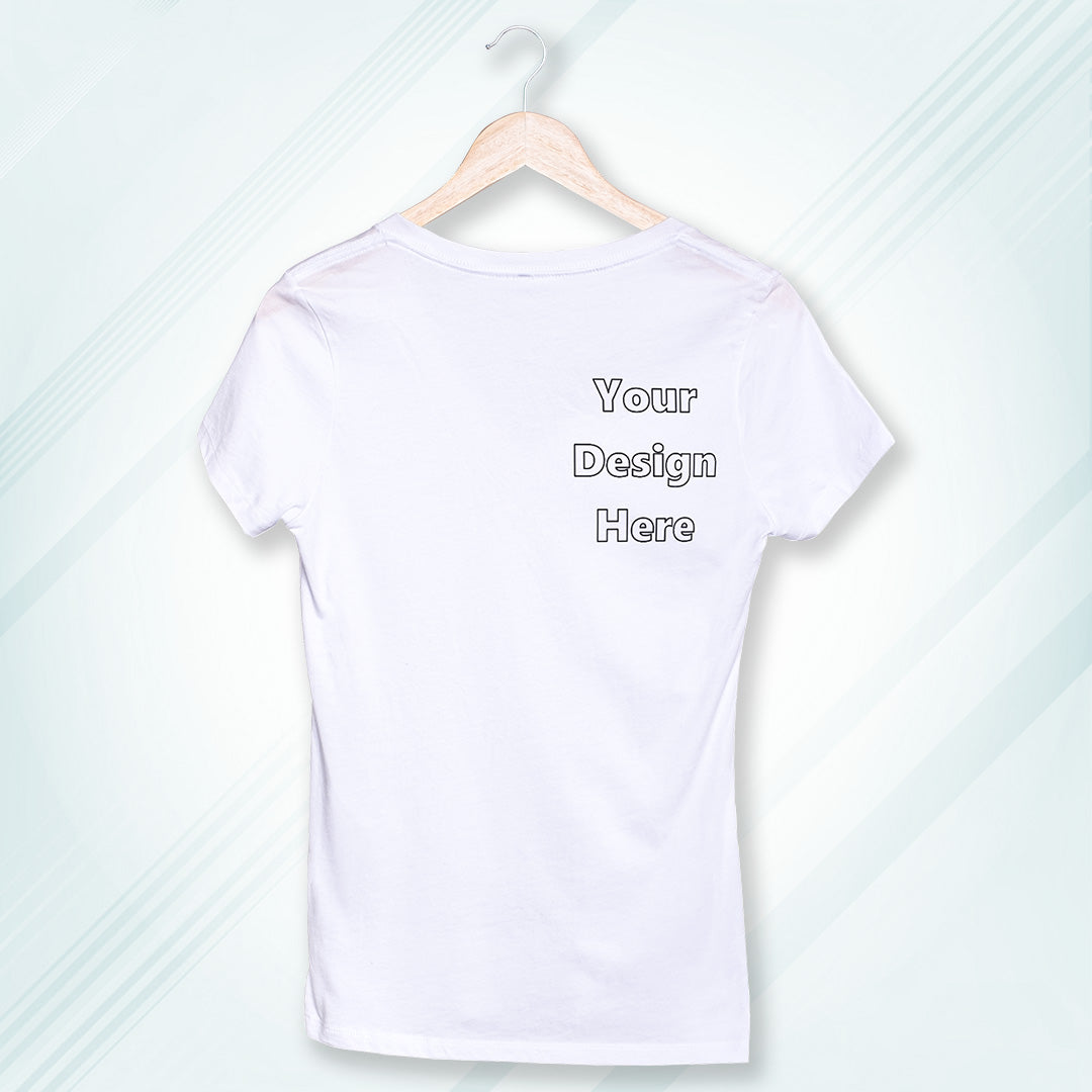 White Round Neck Classic Customized T-Shirt Front Pocket Design | Women