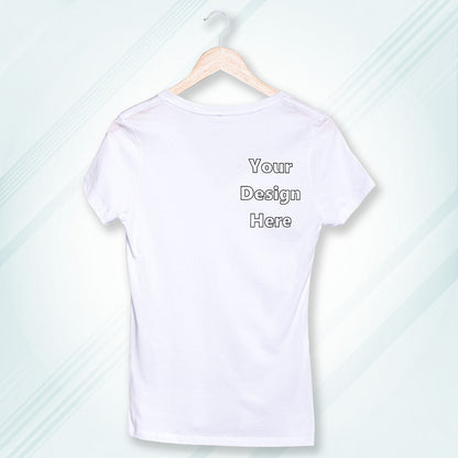 White Round Neck Classic Customized T-Shirt Front Pocket Design | Women