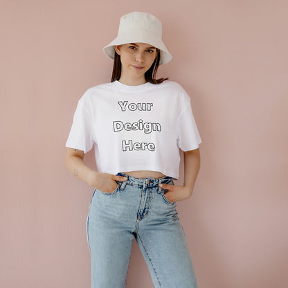 White Customized Regular Fit Crop Top Front Design | Women