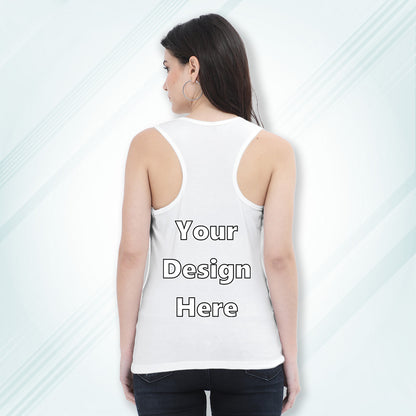 White Customized Regular Fit Tank Top Back Design | Women