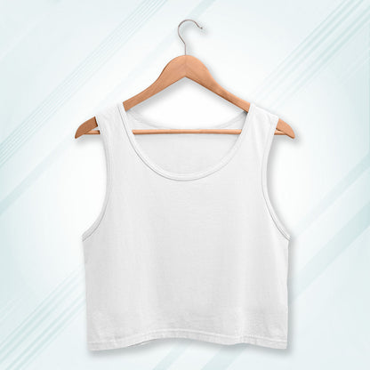 White Cotton Solid Sleeveless Crop Tank | Women