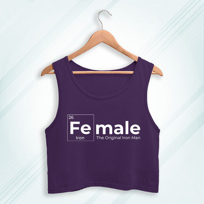 Purple Cotton Fe-Male Printed Sleeveless Crop Tank | Women