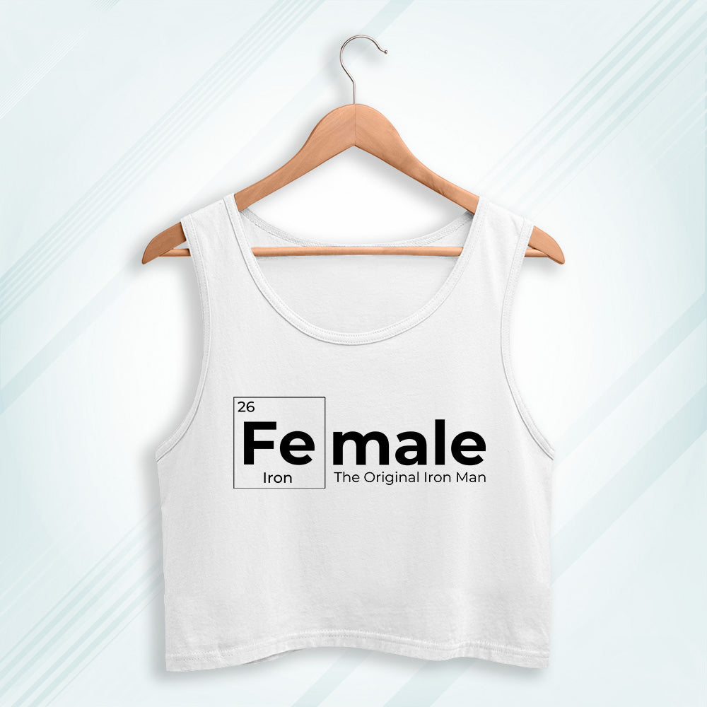 White Cotton Fe-Male Printed Sleeveless Crop Tank | Women