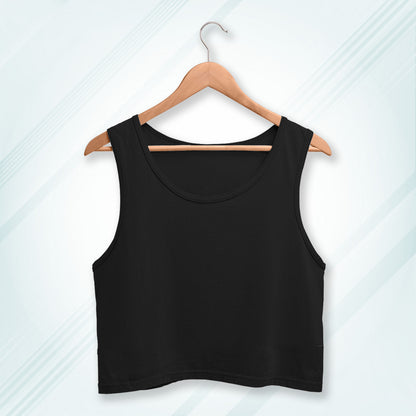 Black Cotton Solid Sleeveless Crop Tank | Women