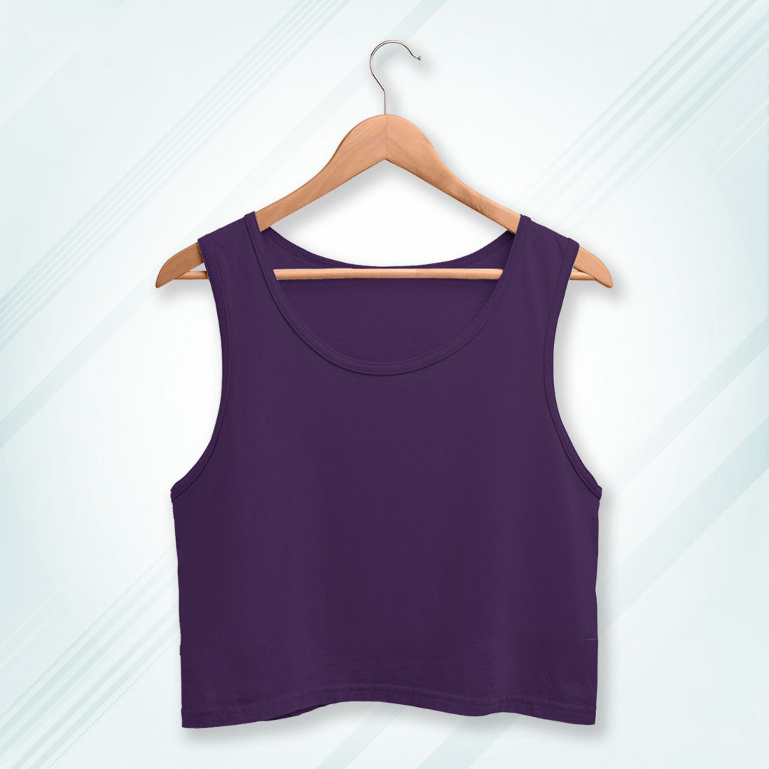 Purple Cotton Solid Sleeveless Crop Tank | Women