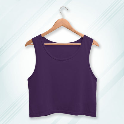 Purple Cotton Solid Sleeveless Crop Tank | Women