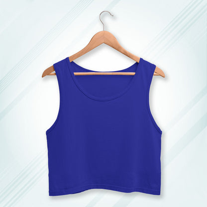 Royal Blue Cotton Solid Sleeveless Crop Tank | Women