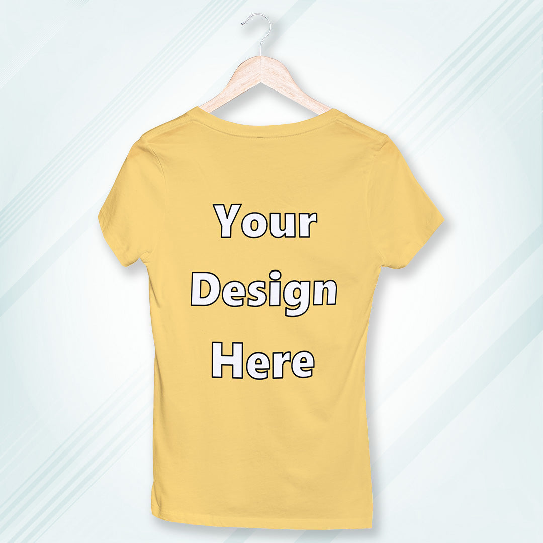 Yellow Round Neck Classic Customized T-Shirt Front Design | Women