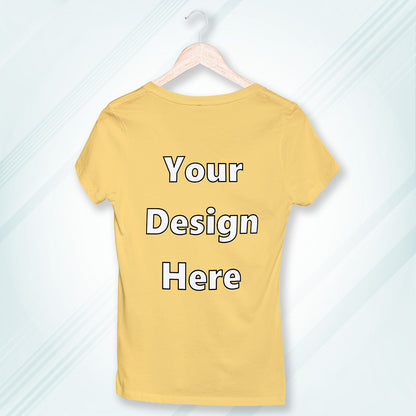 Yellow Round Neck Classic Customized T-Shirt Front Design | Women